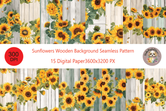Download Sunflowers Wooden Seamless Background - Seamless Collection