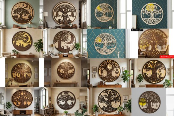 Download Laser Cut Moon Tree Wall Art SVG Bundle - Svg Collection