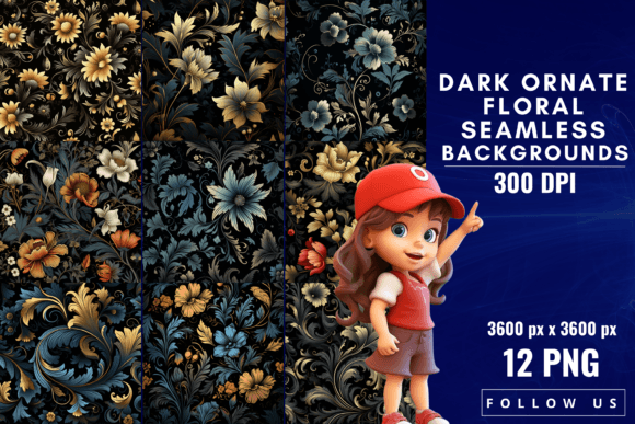 Download Dark Ornate Floral Seamless Background - Seamless Collection