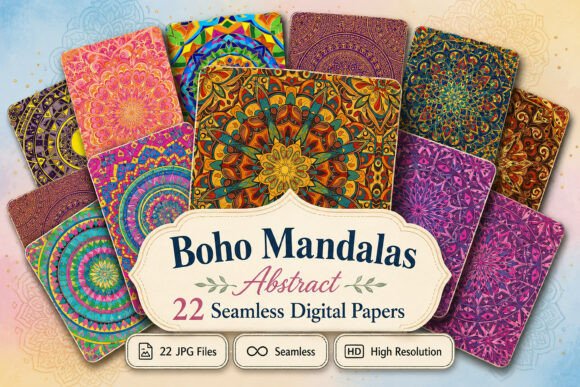 Download Boho Mandalas Abstract Seamless Patterns - Seamless Collection