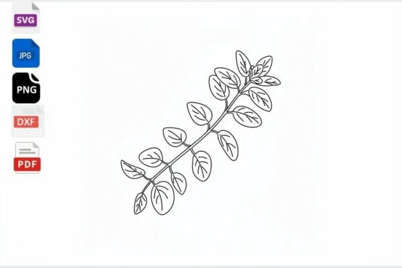 Download Oregano Branch Line Art SVG Clipart - Svg Collection