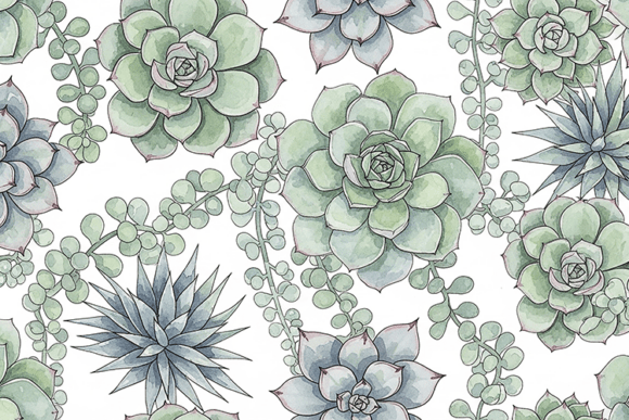 Download Watercolor Succulent Seamless Art - Seamless Collection