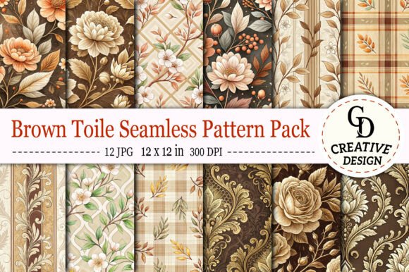 Download Brown Toile Seamless Pattern Pack - Seamless Collection