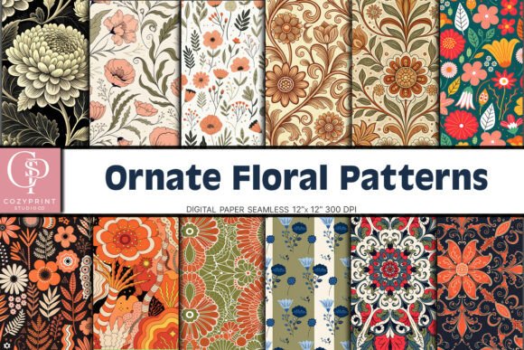 Download Ornate Floral Patterns Digital Paper - Floral pattern Collection