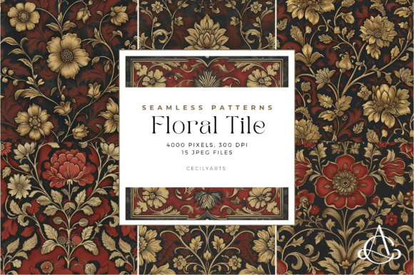 Download Red Floral Tile Seamless Patterns - Seamless Collection