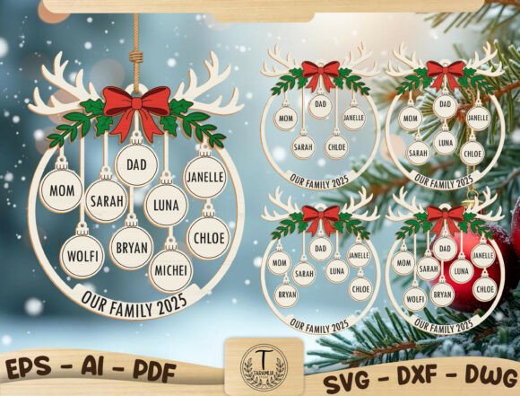 Download Reindeer Family Ornament SVG - Svg Collection
