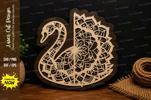 Download Mandala Swan Floral Decor Laser Cut SVG - Svg Collection