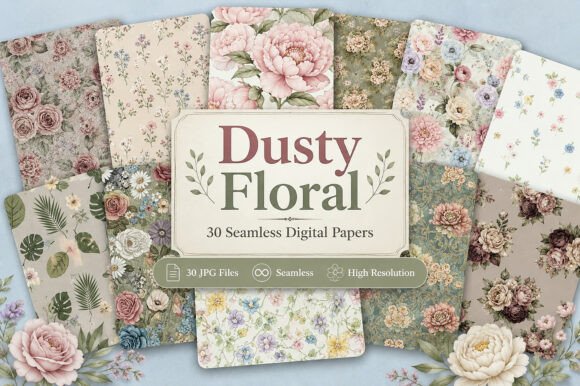 Download Dusty Floral Seamless Patterns - Seamless Collection