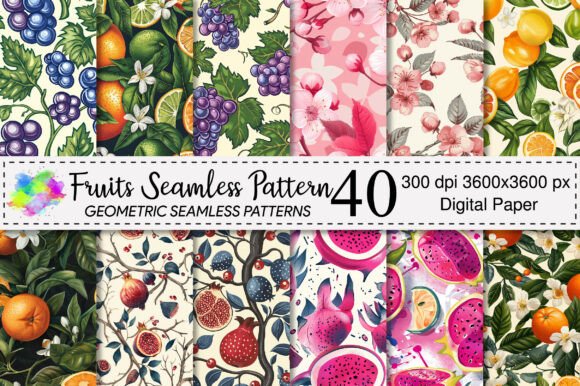 Download Fruits Seamless Pattern Bundle - Seamless Collection