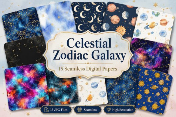 Download Celestial Zodiac Galaxy Seamless Paper - Seamless Collection