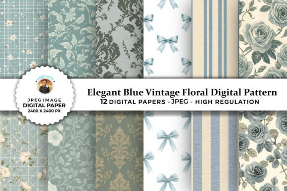 Download Elegant Blue Vintage Floral Patterns - Floral pattern Collection