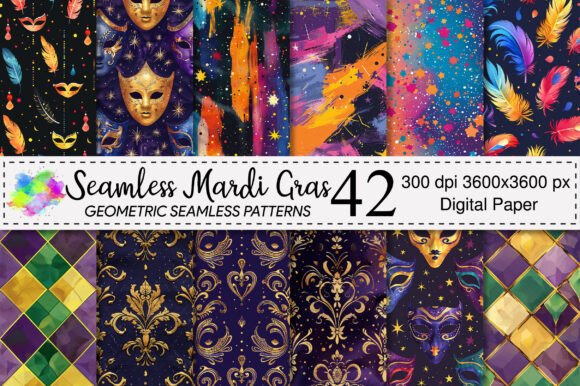 Download Mardi Gras Seamless Pattern Bundle - Seamless Collection
