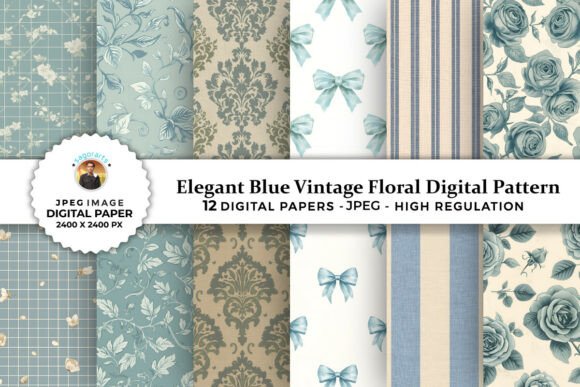 Download Elegant Blue Vintage Floral Patterns - Floral pattern Collection