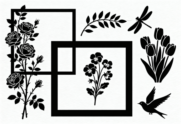 Download Black Floral Silhouettes SVG Bundle - Svg Collection