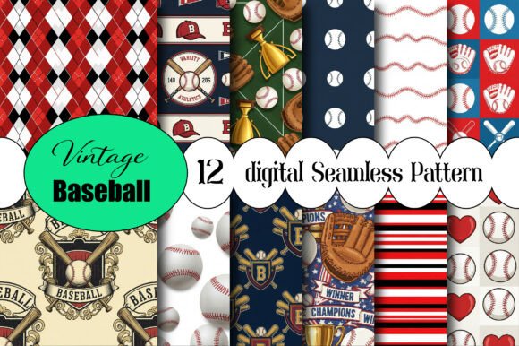 Download Vintage Baseball Seamless Pattern - Seamless Collection