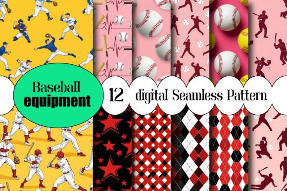 Download Baseball Equipment Seamless Pattern - Seamless Collection