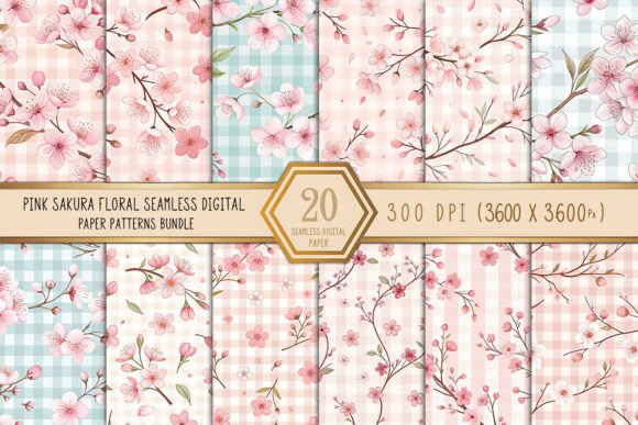 Download Pink Sakura Floral Seamless Patterns - Seamless Collection