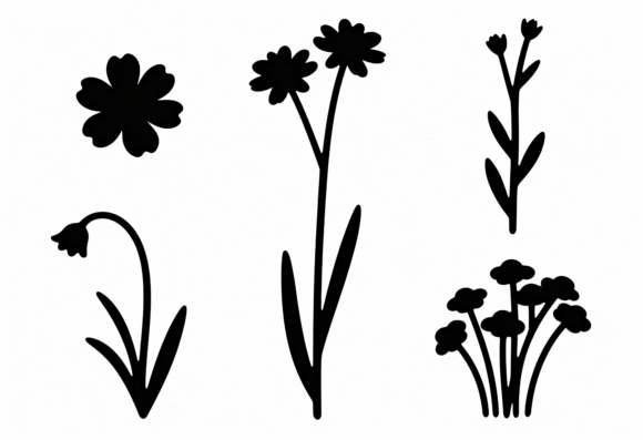 Download Black Floral Silhouettes SVG Clipart - Svg Collection