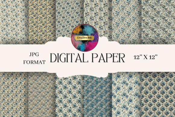 Download 12 Blue and Cream Vintage Floral Pattern - Floral pattern Collection