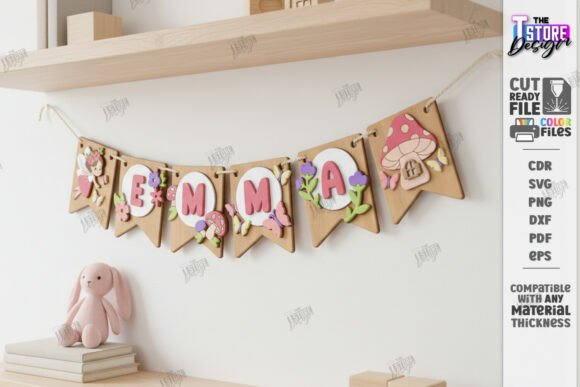 Download Baby Name Banner Laser Cut | Garland SVG - Svg Collection