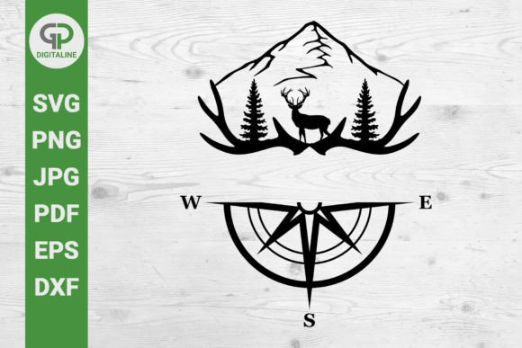 Download Deer SVG, Wilderness and Compass SVG - Svg Collection