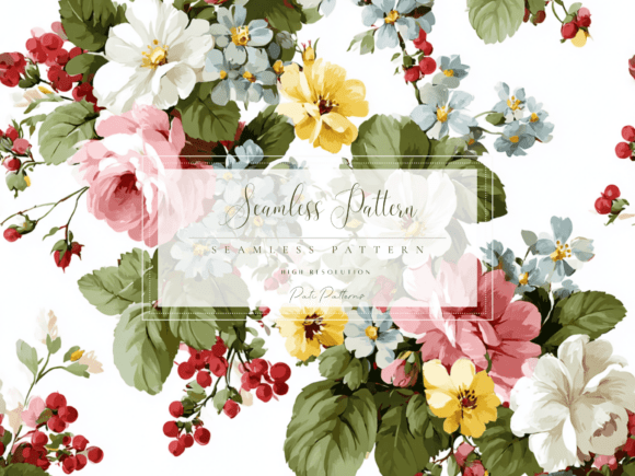 Download Vintage Floral Seamless Pattern PNG with Background - Seamless Collection