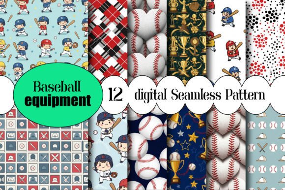 Download Baseball Equipment Seamless Pattern - Seamless Collection