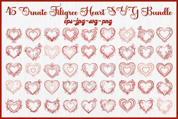 Download 45 Ornate Filigree Heart SVG Bundle - Svg Collection