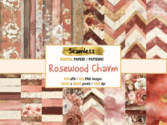 Download Rosewood Charm Seamless Digital Papers - Seamless Collection