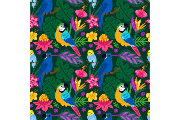 Download Seamless Exotic Birds. Tropical Bright P - Seamless Collection