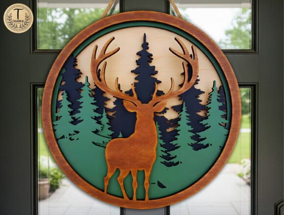 Download Deer Forest Door Hanger Laser Cut SVG - Svg Collection