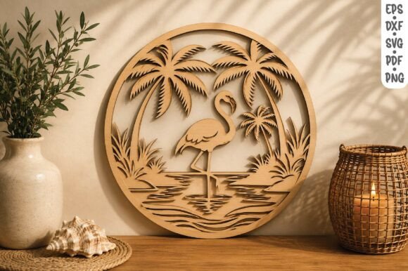 Download Flamingo Tropical Wooden Wall Art SVG - Svg Collection
