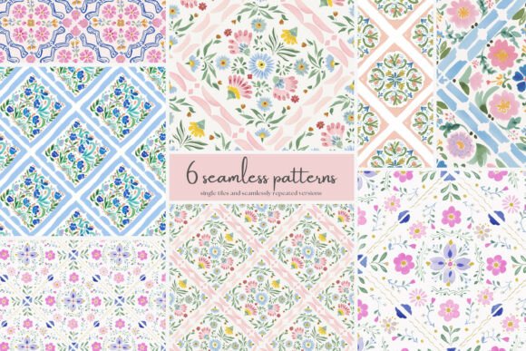 Download Folk Floral Seamless Patterns Bundle - Seamless Collection