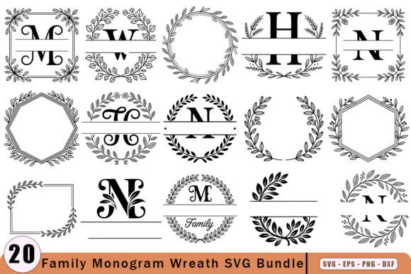 Download Family Monogram Wreath SVG Bundle - Svg Collection